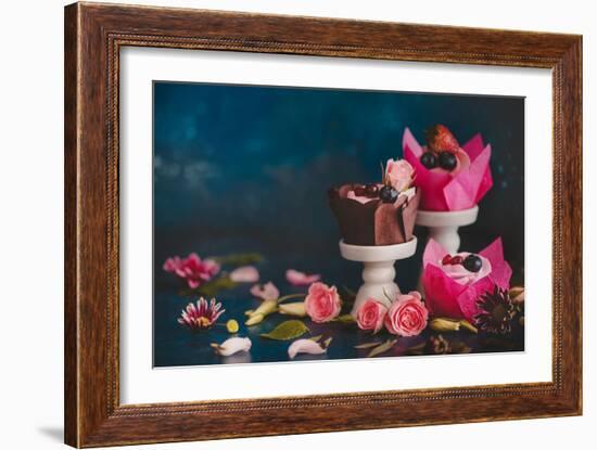 Spring Cupcakes with Roses-Dina Belenko-Framed Photographic Print