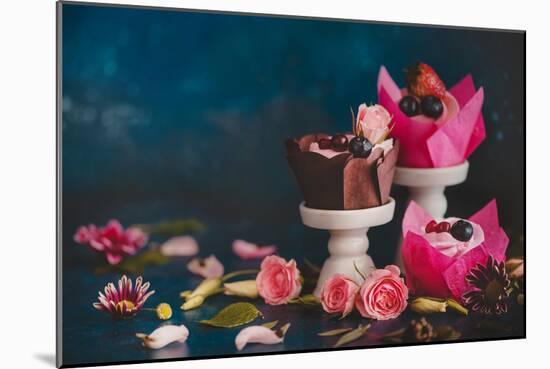 Spring Cupcakes with Roses-Dina Belenko-Mounted Photographic Print