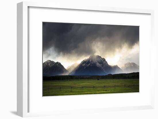 Spring Evening Thunderstorm Travels Jackson Hole Valley Over Mt Moran, Grand Teton NP, Wyoming-Jay Goodrich-Framed Photographic Print