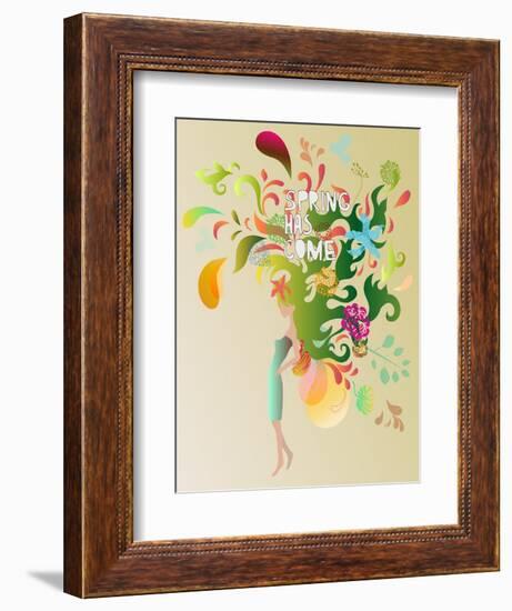 Spring Floral Girl Illustration-run4it-Framed Art Print