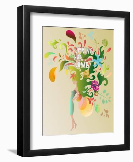 Spring Floral Girl Illustration-run4it-Framed Art Print