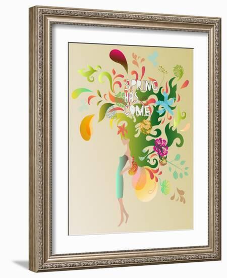 Spring Floral Girl Illustration-run4it-Framed Art Print