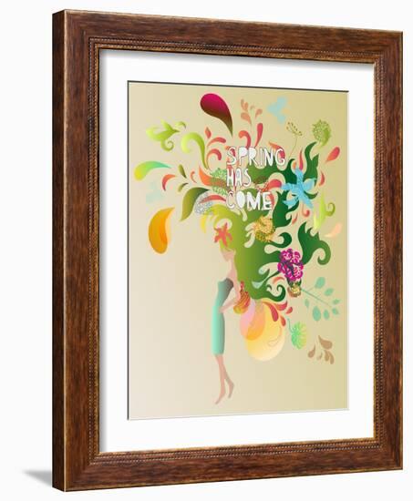 Spring Floral Girl Illustration-run4it-Framed Art Print