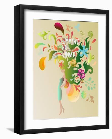 Spring Floral Girl Illustration-run4it-Framed Art Print