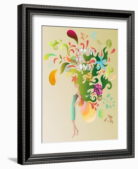 Spring Floral Girl Illustration-run4it-Framed Art Print