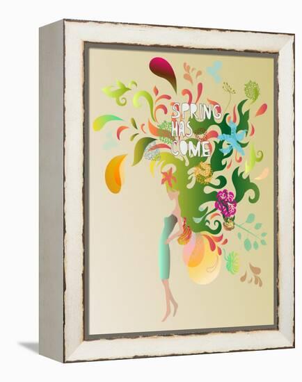 Spring Floral Girl Illustration-run4it-Framed Stretched Canvas