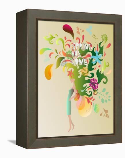 Spring Floral Girl Illustration-run4it-Framed Stretched Canvas