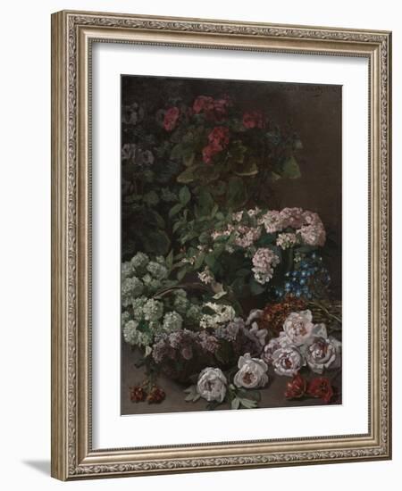 Spring Flowers, 1864 (Oil on Fabric)-Claude Monet-Framed Giclee Print