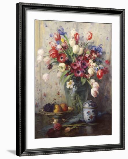 Spring Flowers and Ginger Jar-Fernand Toussaint-Framed Giclee Print