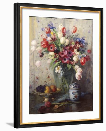 Spring Flowers and Ginger Jar-Fernand Toussaint-Framed Giclee Print