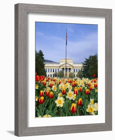 Spring Flowers and John Park Building, University of Utah, Salt Lake City, Utah, USA-Scott T. Smith-Framed Photographic Print