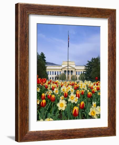 Spring Flowers and John Park Building, University of Utah, Salt Lake City, Utah, USA-Scott T. Smith-Framed Photographic Print