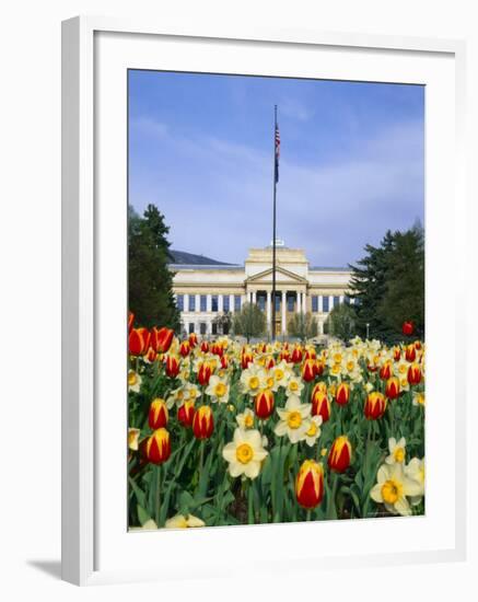 Spring Flowers and John Park Building, University of Utah, Salt Lake City, Utah, USA-Scott T. Smith-Framed Photographic Print