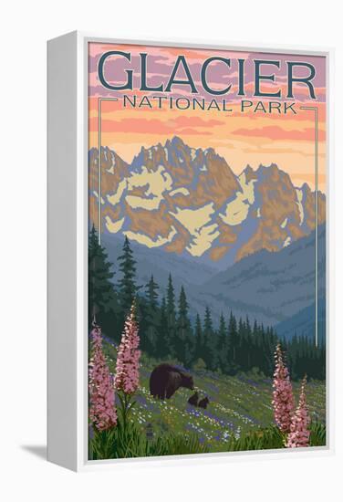 Spring Flowers, Glacier National Park, Montana-Lantern Press-Framed Stretched Canvas