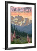 Spring Flowers, Glacier National Park, Montana-Lantern Press-Framed Art Print