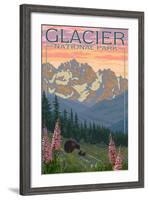 Spring Flowers, Glacier National Park, Montana-Lantern Press-Framed Art Print
