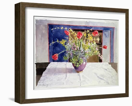 Spring Flowers in a Vase, 1988 (W/C on Paper)-Lucy Willis-Framed Giclee Print
