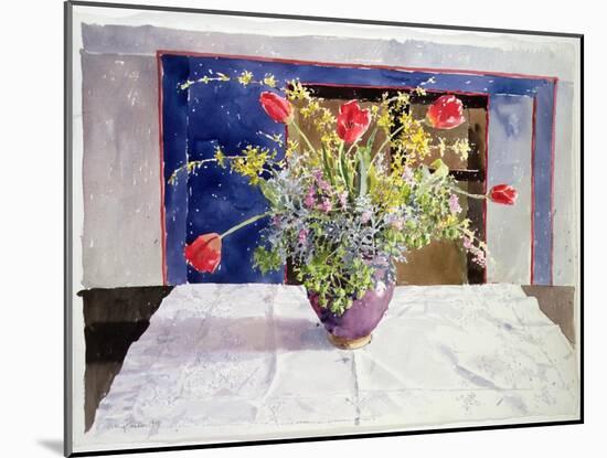 Spring Flowers in a Vase, 1988 (W/C on Paper)-Lucy Willis-Mounted Giclee Print