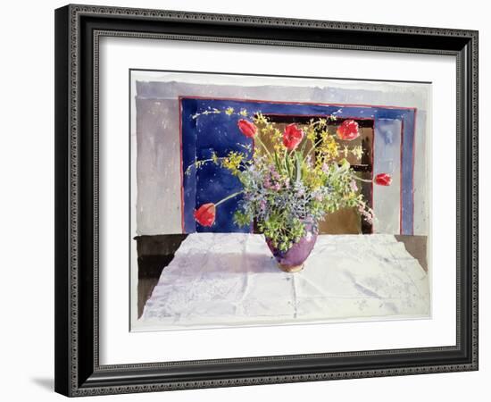 Spring Flowers in a Vase, 1988 (W/C on Paper)-Lucy Willis-Framed Giclee Print