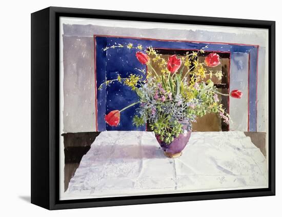 Spring Flowers in a Vase, 1988 (W/C on Paper)-Lucy Willis-Framed Premier Image Canvas