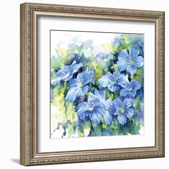 Spring Flowers in Blue-null-Framed Art Print