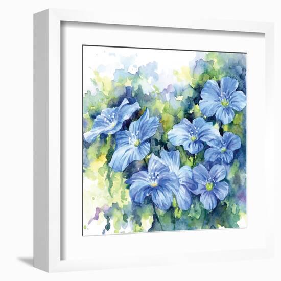 Spring Flowers in Blue-null-Framed Art Print