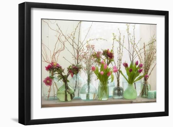 Spring Flowers in Glass Bottles II-Cora Niele-Framed Giclee Print