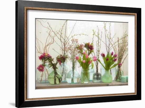 Spring Flowers in Glass Bottles II-Cora Niele-Framed Giclee Print