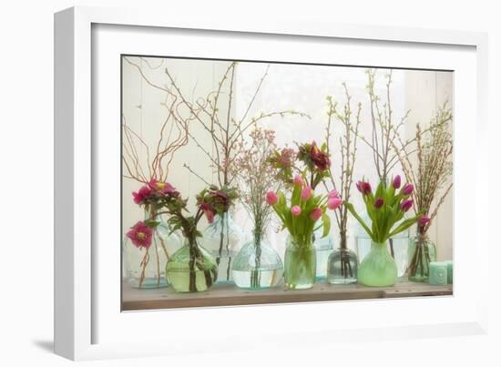 Spring Flowers in Glass Bottles II-Cora Niele-Framed Giclee Print