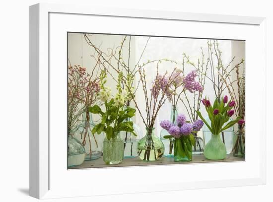Spring Flowers in Glass Bottles III-Cora Niele-Framed Giclee Print