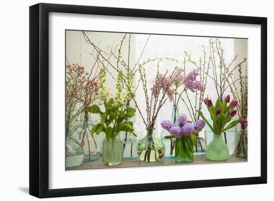 Spring Flowers in Glass Bottles III-Cora Niele-Framed Giclee Print