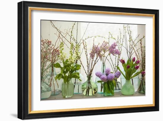 Spring Flowers in Glass Bottles III-Cora Niele-Framed Giclee Print