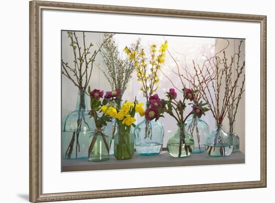 Spring Flowers in Glass Bottles IV-Cora Niele-Framed Giclee Print