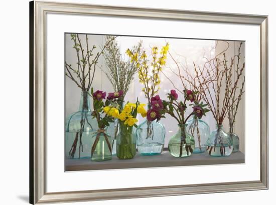 Spring Flowers in Glass Bottles IV-Cora Niele-Framed Giclee Print