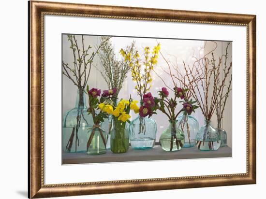 Spring Flowers in Glass Bottles IV-Cora Niele-Framed Giclee Print