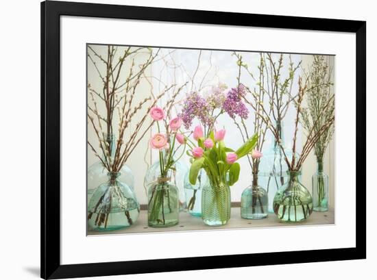 Spring Flowers in Glass Bottles VI-Cora Niele-Framed Giclee Print