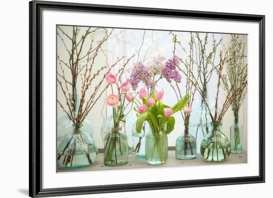 Spring Flowers in Glass Bottles VI-Cora Niele-Framed Giclee Print