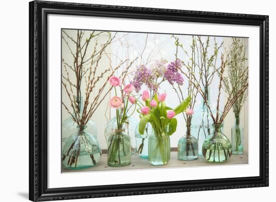 Spring Flowers in Glass Bottles VI-Cora Niele-Framed Giclee Print