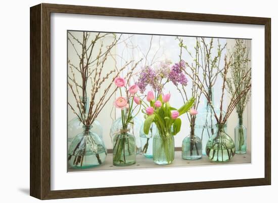 Spring Flowers in Glass Bottles VI-Cora Niele-Framed Giclee Print