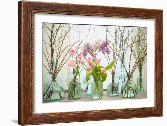 Spring Flowers in Glass Bottles VI-Cora Niele-Framed Giclee Print