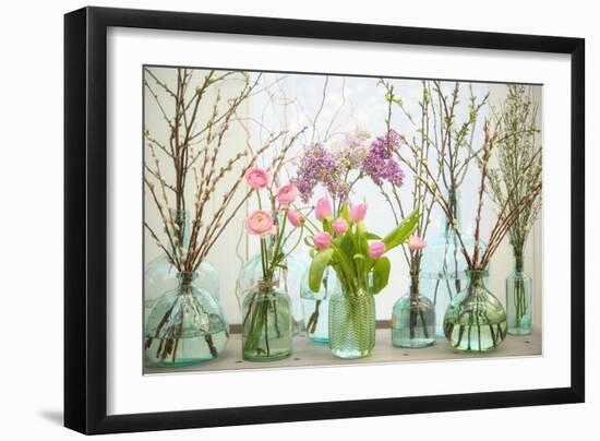 Spring Flowers in Glass Bottles VI-Cora Niele-Framed Giclee Print