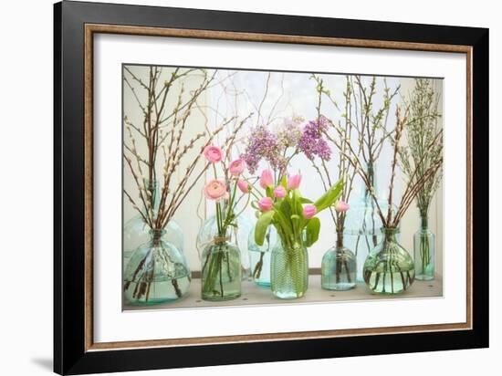 Spring Flowers in Glass Bottles VI-Cora Niele-Framed Giclee Print