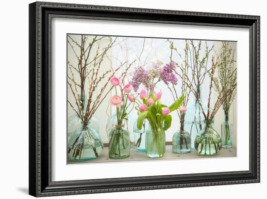 Spring Flowers in Glass Bottles VI-Cora Niele-Framed Giclee Print