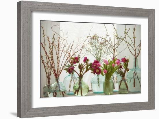 Spring Flowers in Glass Bottles VII-Cora Niele-Framed Giclee Print