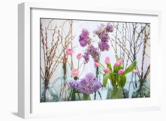 Spring Flowers in Glass Bottles VIII-Cora Niele-Framed Giclee Print