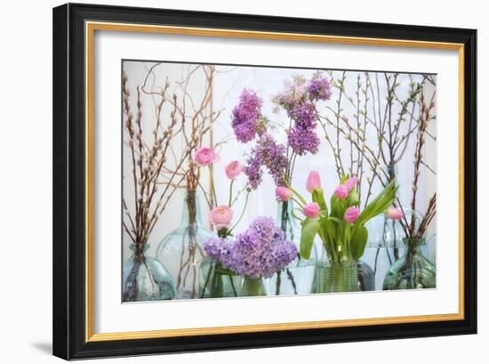 Spring Flowers in Glass Bottles VIII-Cora Niele-Framed Giclee Print