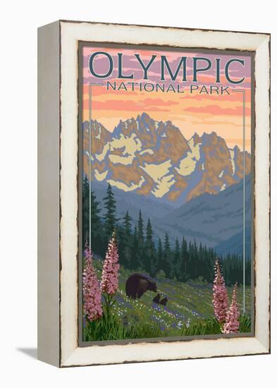 Spring Flowers, Olympic National Park-Lantern Press-Framed Stretched Canvas