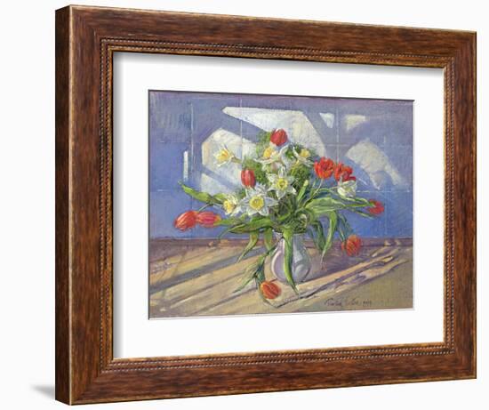 Spring Flowers with Window Reflections, 1994-Timothy Easton-Framed Giclee Print