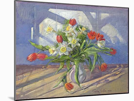 Spring Flowers with Window Reflections, 1994-Timothy Easton-Mounted Giclee Print