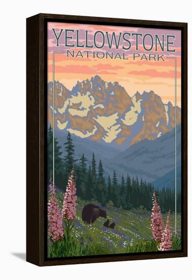 Spring Flowers, Yellowstone National Park-Lantern Press-Framed Stretched Canvas